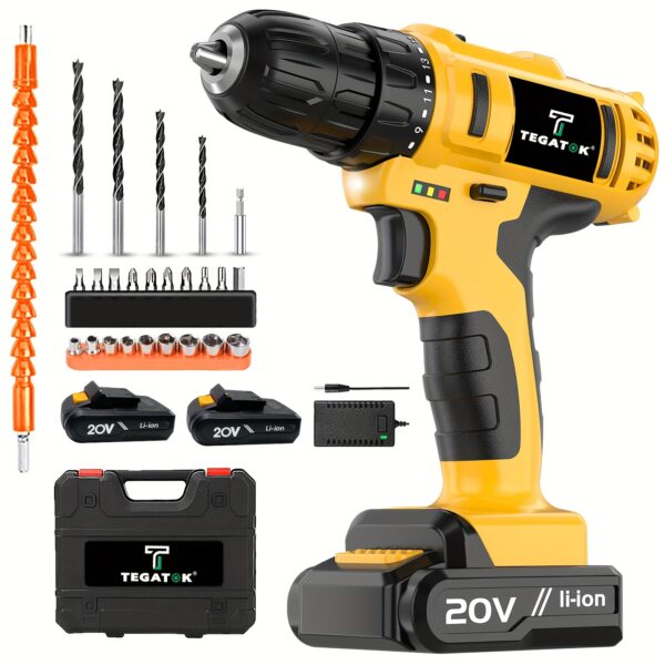 20V Cordless Drill Set: 2-Speed Impact
  Drill w/ 3/8" Keyless Chuck - Image 15