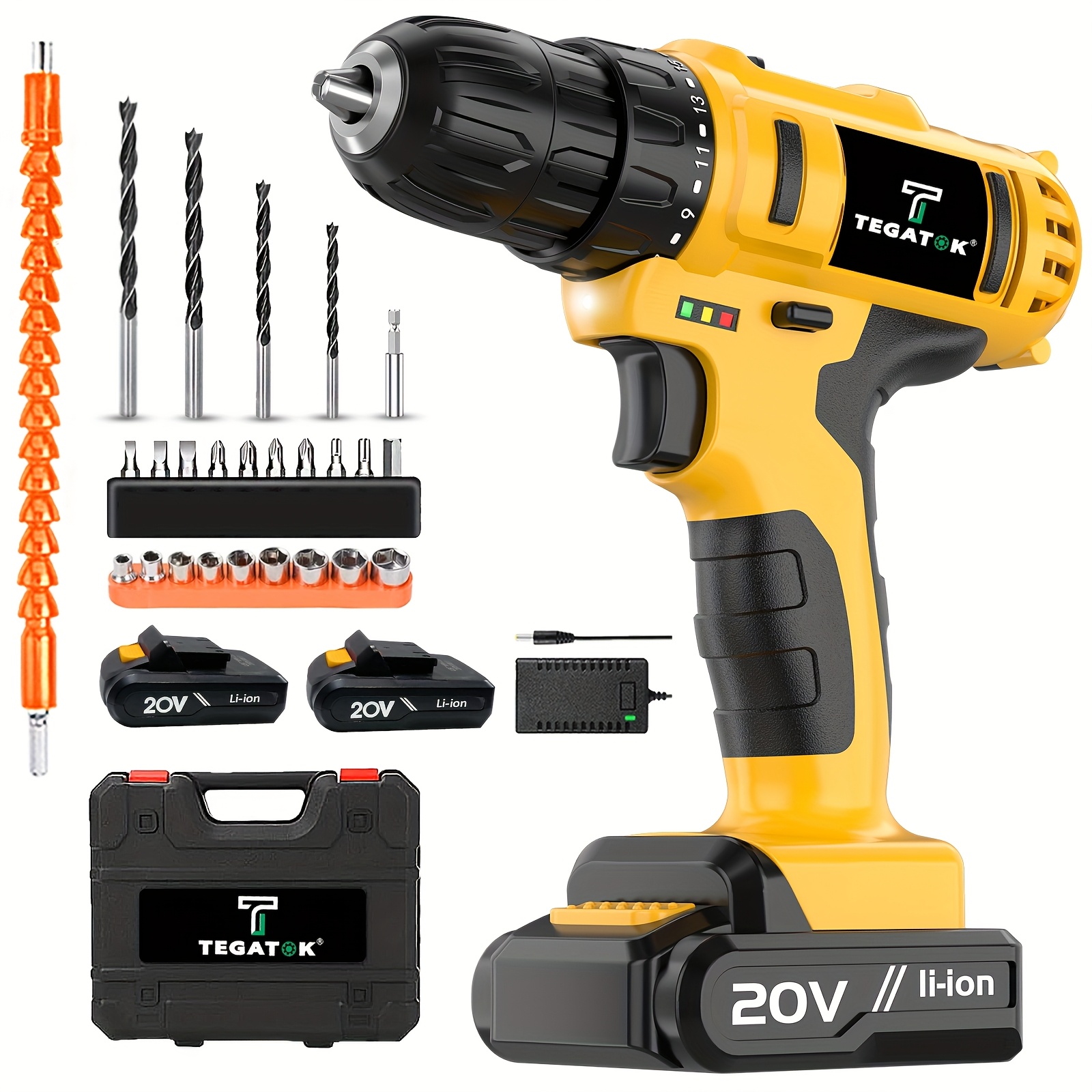 20V Cordless Drill Set: 2-Speed Impact Drill w/ 3/8" Keyless Chuck 15 20V Cordless Drill Set: 2-Speed Impact
  Drill w/ 3/8" Keyless Chuck - Image 15