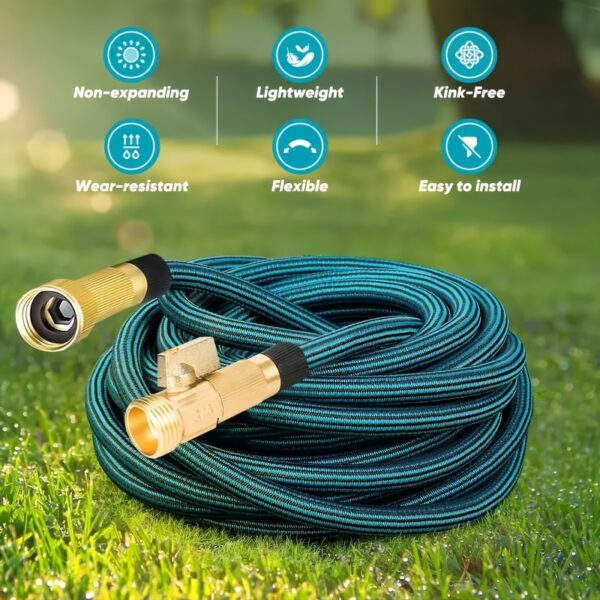 100ft Heavy-Duty Garden Hose: Solid
  Brass, Non-Expandable, Leakproof - Image 4