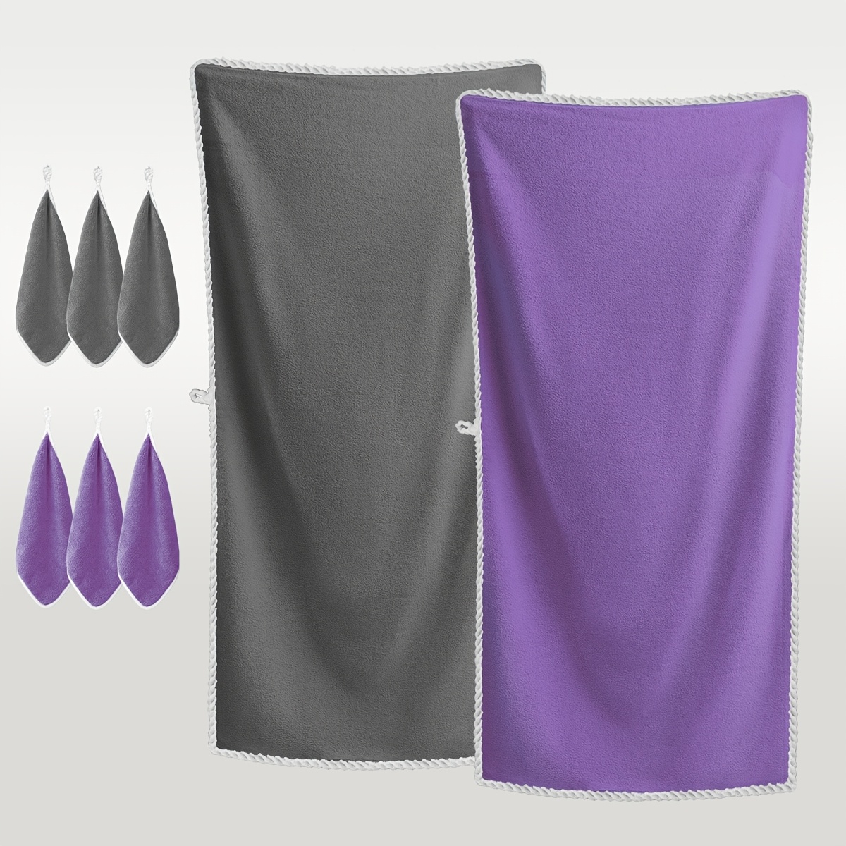 8-Pc Bath Towel Set: 2 XL Towels & 6 Soft, High-Absorbent Turban Towels 8 8-Pc Bath Towel Set: 2 XL Towels & 6
  Soft, High-Absorbent Turban Towels - Image 8