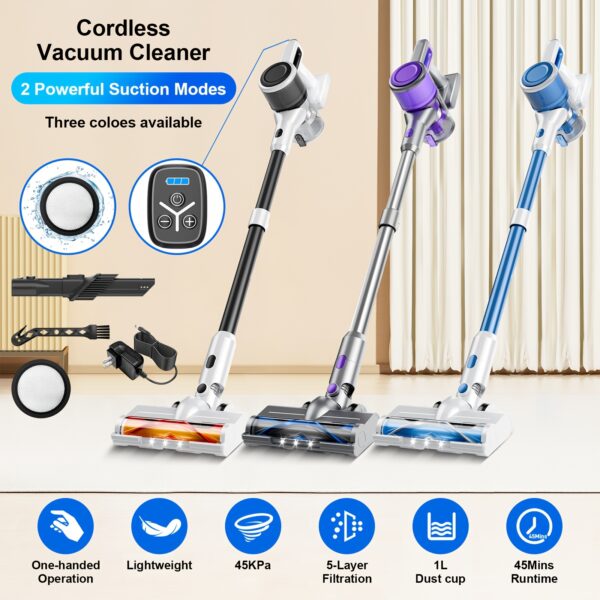 Cordless Stick Vacuum: 45kPa Power,
  Anti-Tangle, Lightweight for Pet Hair - Image 13