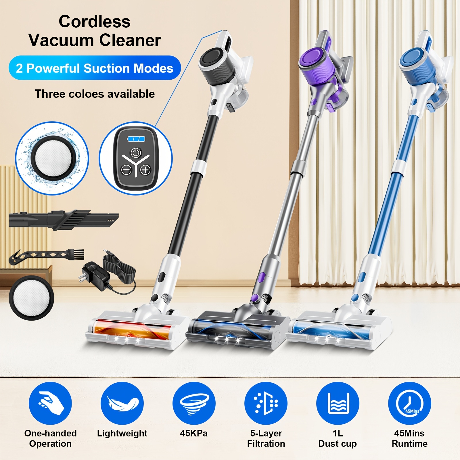 Cordless Stick Vacuum: 45kPa Power, Anti-Tangle, Lightweight for Pet Hair 13 Cordless Stick Vacuum: 45kPa Power,
  Anti-Tangle, Lightweight for Pet Hair - Image 13