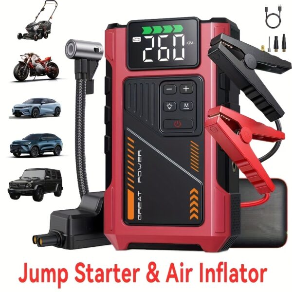 4000A Portable Car Jump Starter &
  Wireless Tire Inflator Air Compressor