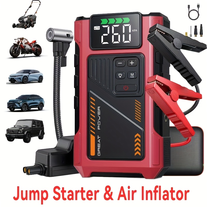 4000A Portable Car Jump Starter &
  Wireless Tire Inflator Air Compressor
