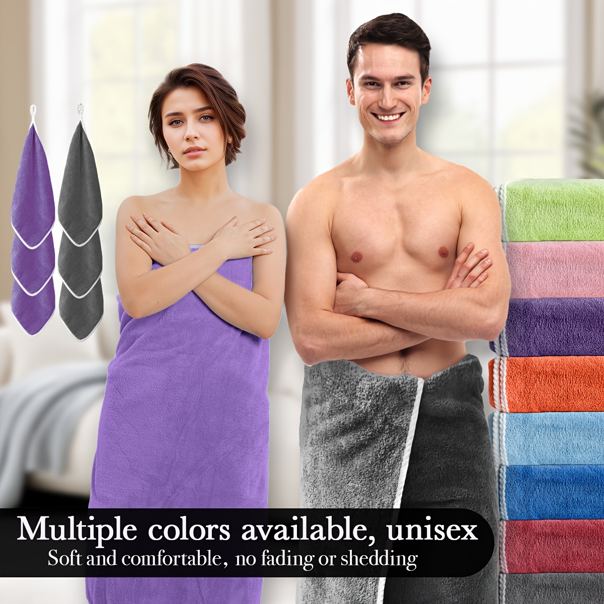 8-Pc Bath Towel Set: 2 XL Towels & 6 Soft, High-Absorbent Turban Towels 11 8-Pc Bath Towel Set: 2 XL Towels & 6
  Soft, High-Absorbent Turban Towels - Image 11