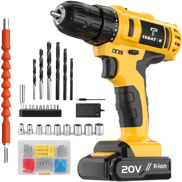 20V Cordless Drill Set: 2-Speed Impact
  Drill w/ 3/8" Keyless Chuck - Image 11