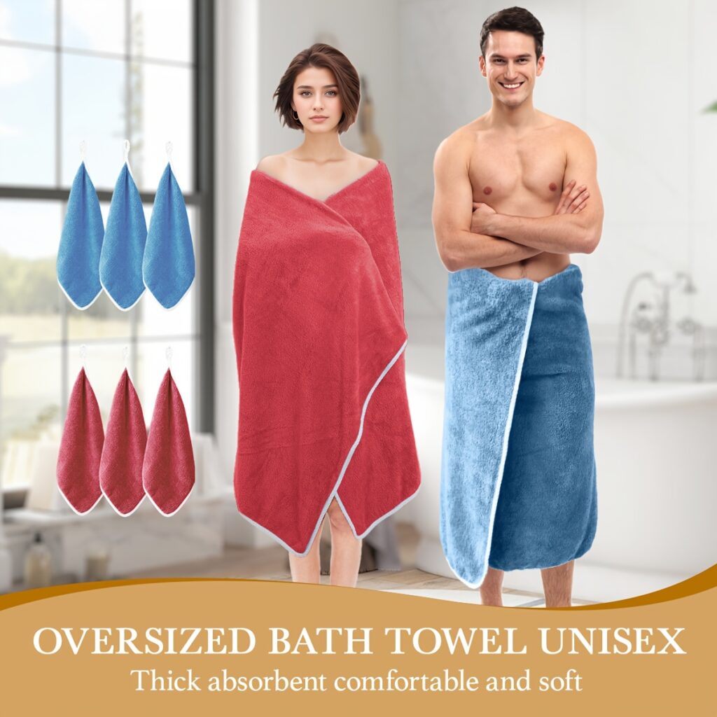 8-Pc Bath Towel Set: 2 XL Towels & 6
  Soft, High-Absorbent Turban Towels