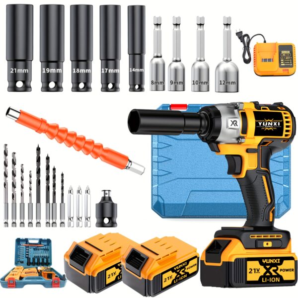 21V Brushless Cordless Impact Wrench Kit:
  4000mAh Battery & Toolbox - Image 12