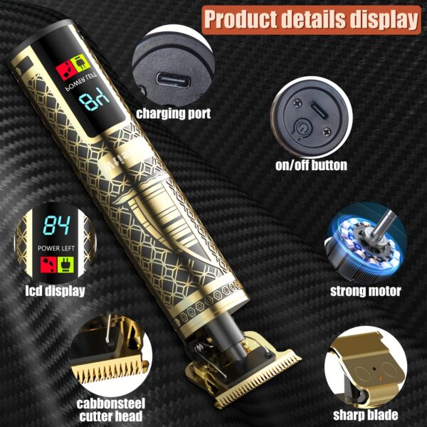 Professional Golden Hair Clipper &
  Trimmer Set for Men (3-Piece) - Image 7