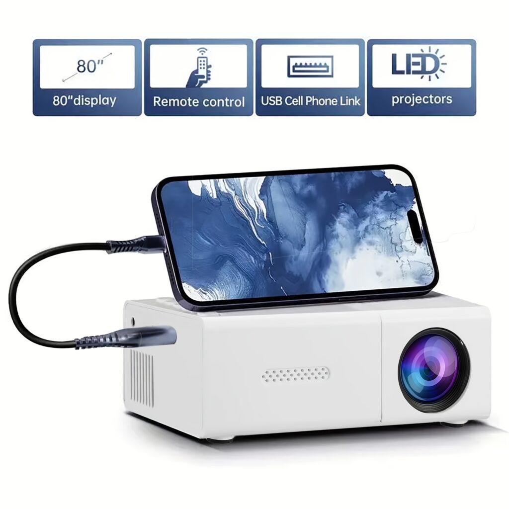 Full HD 1080P Portable Mini Projector for
  iOS/Android/PS4 (Remote Incl.)