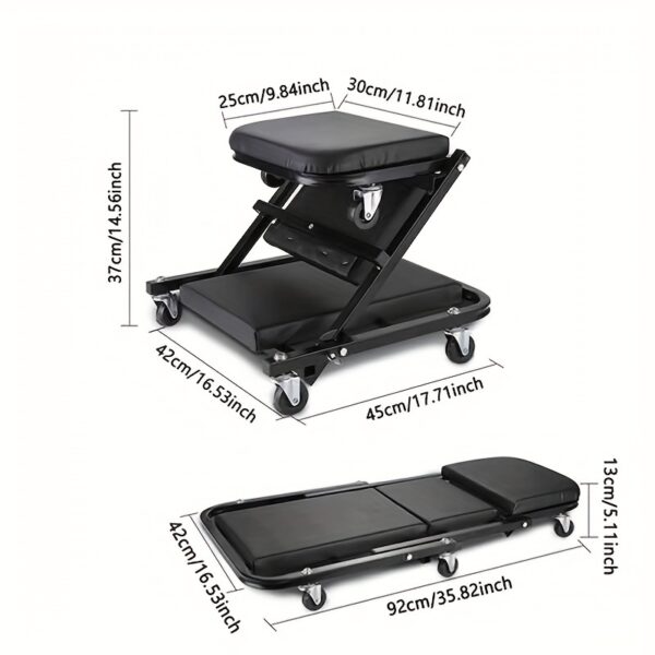 Foldable Z-Crawler 2-in-1 Seat: 36 Inch,
  300 lb Capacity, Garage Creeper - Image 2
