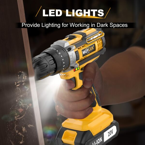 20V Cordless Drill Set: 2-Speed Impact
  Drill w/ 3/8" Keyless Chuck - Image 8