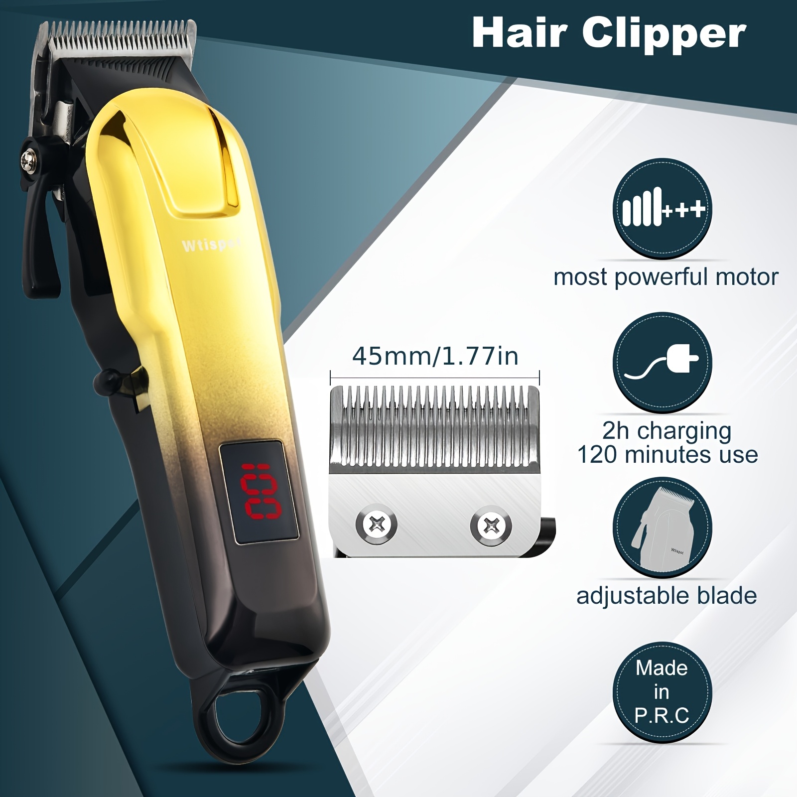 Professional Golden Hair Clipper & Trimmer Set for Men (3-Piece) 12 Professional Golden Hair Clipper &
  Trimmer Set for Men (3-Piece) - Image 12