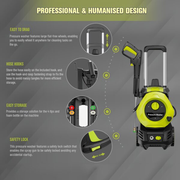 4800PSI Electric Pressure Washer: 25FT
  Hose, Foam Cannon, 4 Nozzles - Image 11