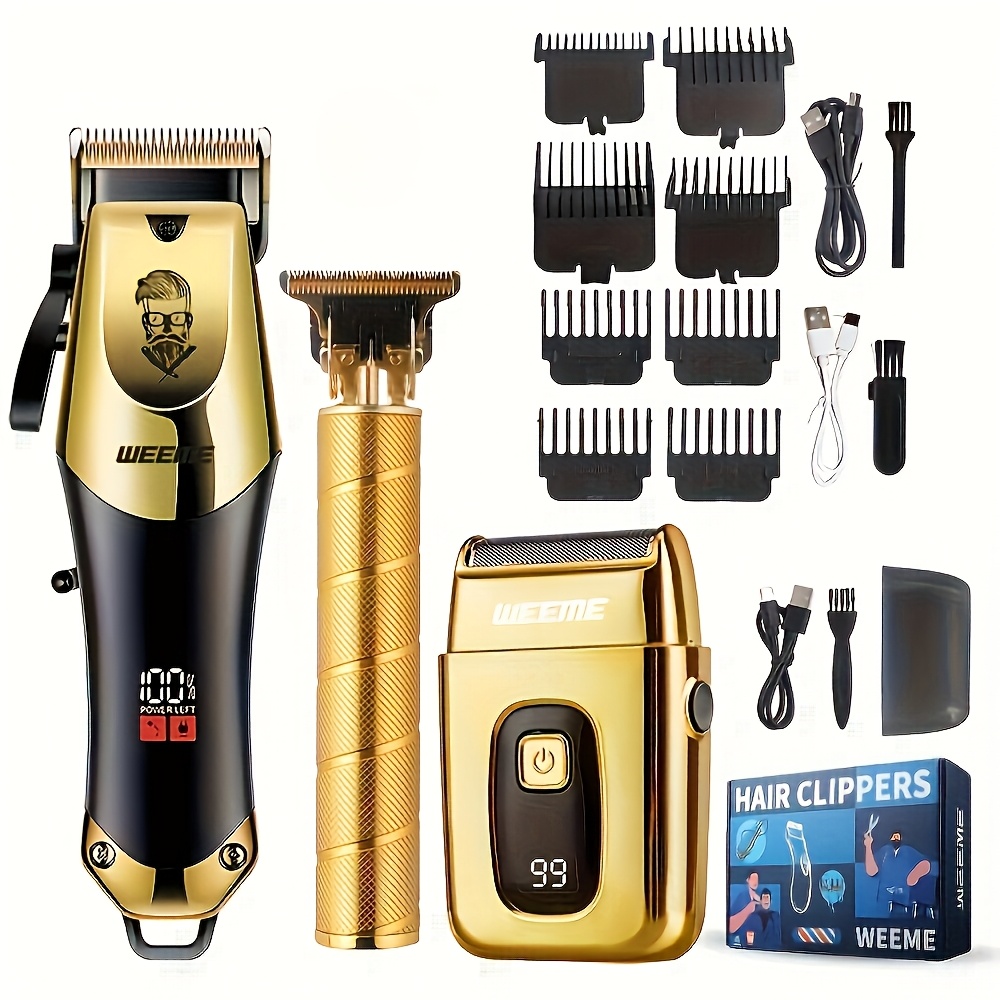 Professional Golden Hair Clipper &
  Trimmer Set for Men (3-Piece)
