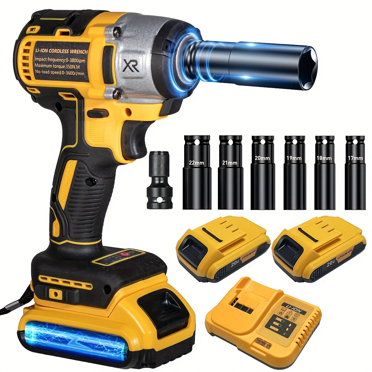 20V Brushless Impact Wrench (350N.m) Kit: 2 Batteries, 12 Sockets, 3300RPM 5 20V Brushless Impact Wrench (350N.m) Kit:
  2 Batteries, 12 Sockets, 3300RPM - Image 5