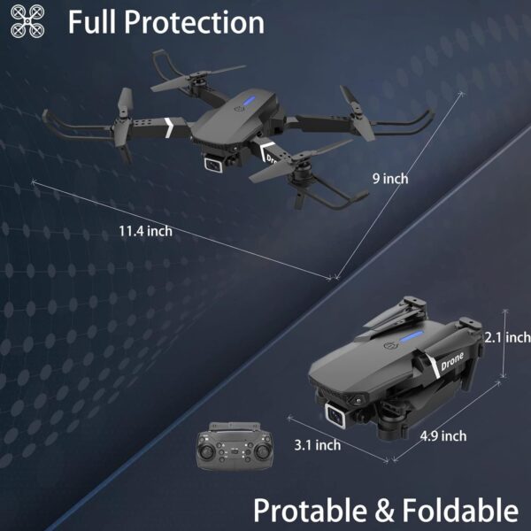 E88 Foldable RC Drone with Camera, APP
  Control, Real-Time Video (2 Batteries) - Image 2