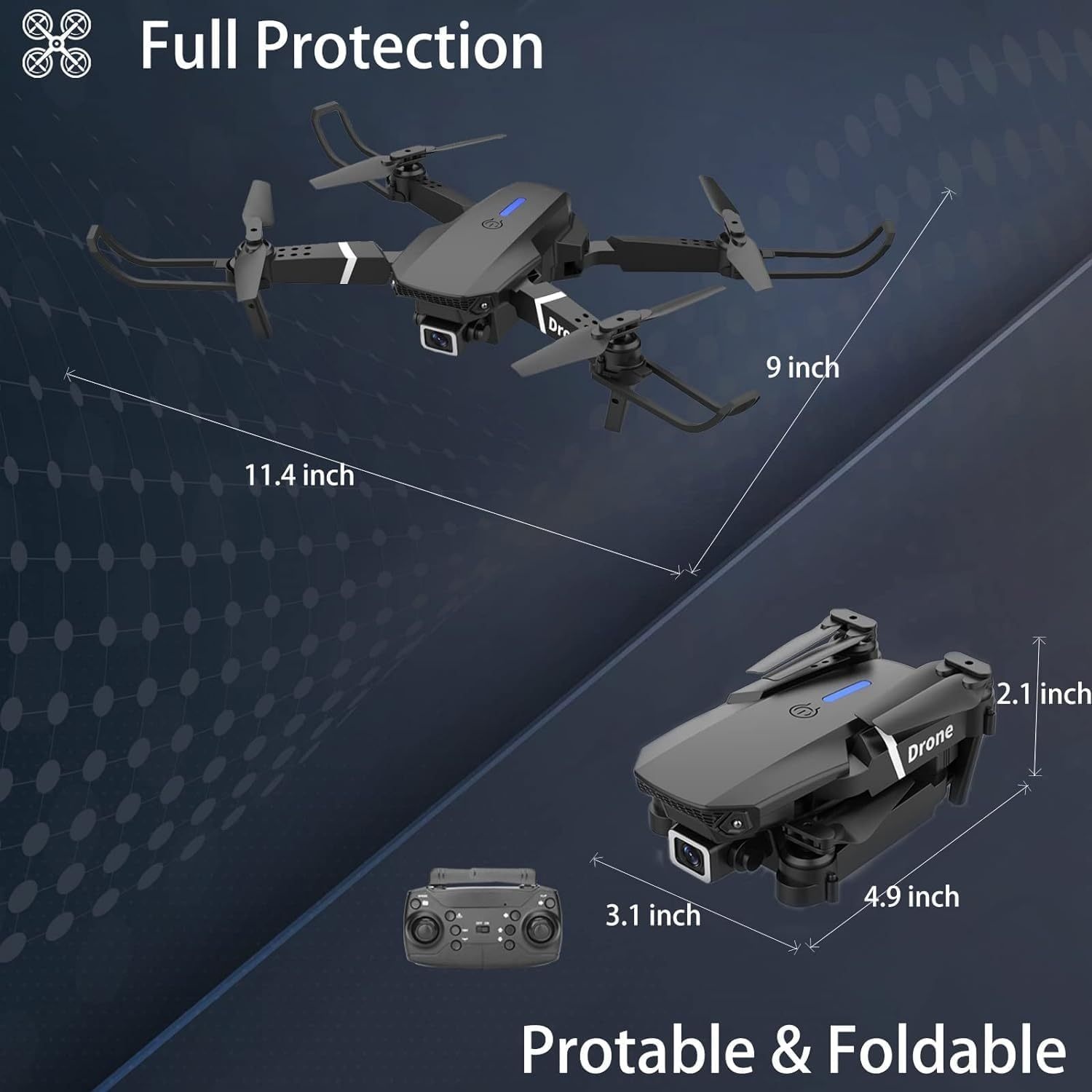 E88 Foldable RC Drone with Camera, APP Control, Real-Time Video (2 Batteries) 2 E88 Foldable RC Drone with Camera, APP
  Control, Real-Time Video (2 Batteries) - Image 2