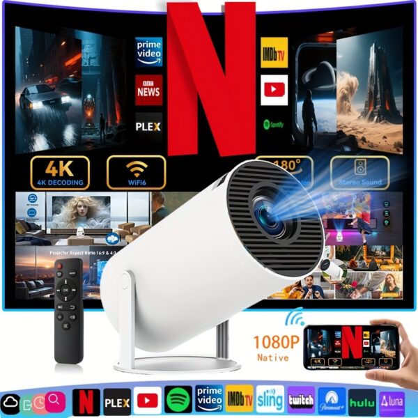 1080P Portable Mini Projector: WiFi,  Bluetooth, Home Theater Ready