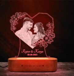 ZOCI VOCI Personalized Valentine Gift for Couple - LED Photo Frame | Customized Anniversary Gift for Wife & Husband | Photo Engraved Lamp (RGB Smooth - (No Remote), B&W -...
