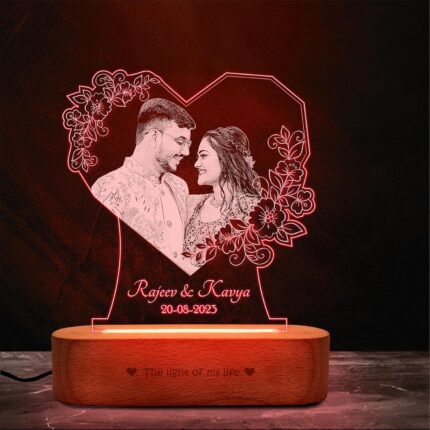 ZOCI VOCI Personalized Valentine Gift for Couple - LED Photo Frame | Customized Anniversary Gift for Wife & Husband | Photo Engraved Lamp (RGB Smooth - (No Remote), B&W -...
