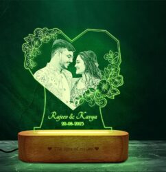 ZOCI VOCI Personalized Valentine Gift for Couple - LED Photo Frame | Customized Anniversary Gift for Wife & Husband | Photo Engraved Lamp (RGB Smooth - (No Remote), B&W -...