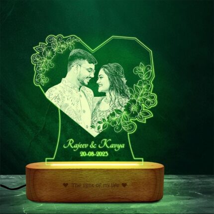 ZOCI VOCI Personalized Valentine Gift for Couple - LED Photo Frame | Customized Anniversary Gift for Wife & Husband | Photo Engraved Lamp (RGB Smooth - (No Remote), B&W -...