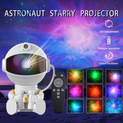 Astronaut projector galaxy starry night light – LED nebula lamp