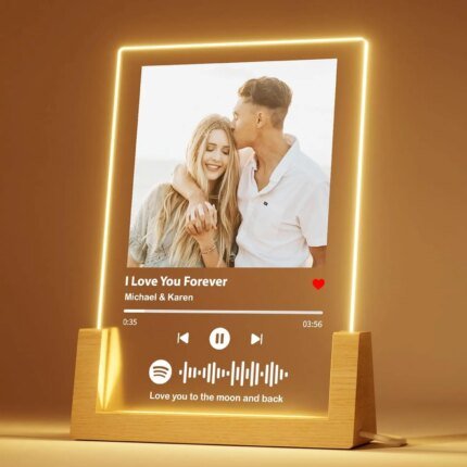 Custom Spotify music plaque – personalized acrylic photo frame lamp