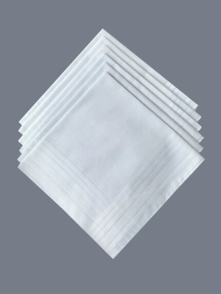 6-piece pure cotton white satin handkerchief set