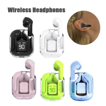 NC1 true wireless earbuds with transparent case and digital display