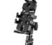 Motorcycle phone mount clamped on handlebar