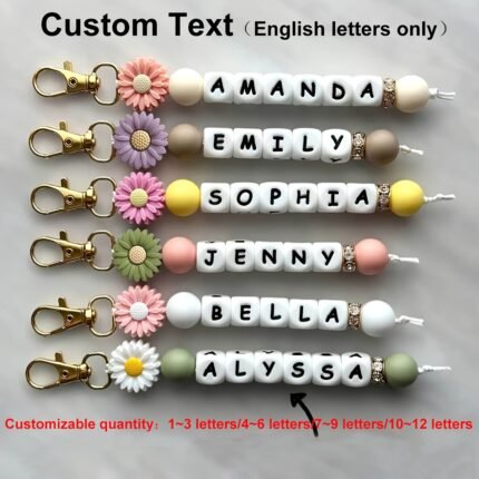Personalized Daisy Silicone Keychain