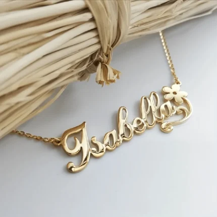 Custom flower name necklace – personalized adjustable pendant