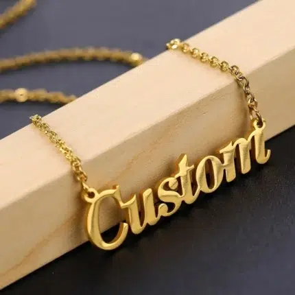 Name necklace with custom fonts – simple stainless steel pendant