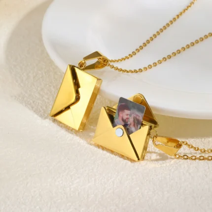 Photo locket necklace – envelope shape personalized pendant