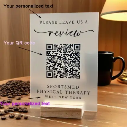 Custom QR code acrylic sign – modern style 13x18cm