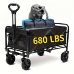Heavy duty folding cart with wheels shown fully assembled outdoors