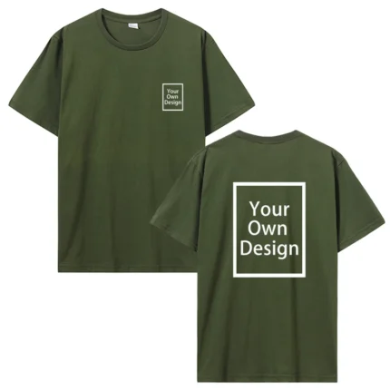 Custom print cotton t-shirt in beige color