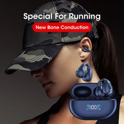 Bone conduction headphones ear clip bluetooth wireless headset